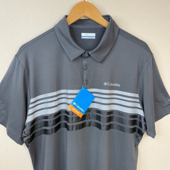 NWT Columbia Lakefront Trail Men’s Size L Dark Gray Golf Novelty Polo - Picture 3 of 12